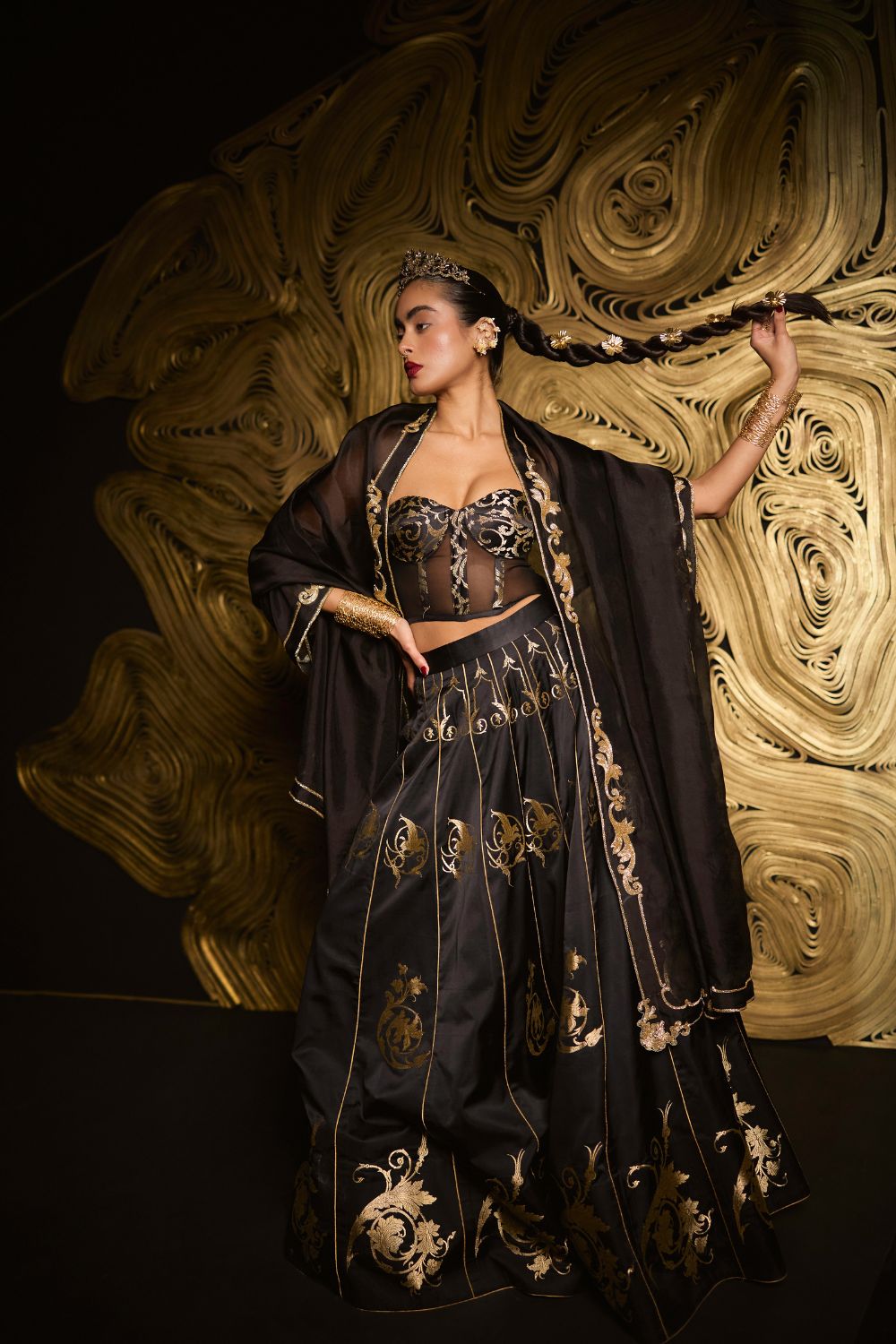 The Vixen Lehenga in Black