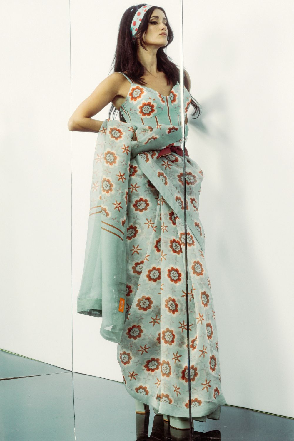 Retro florals Modern Teal