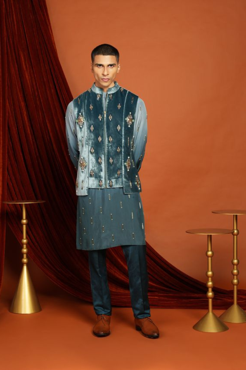 NOAH - Blue vest jacket set