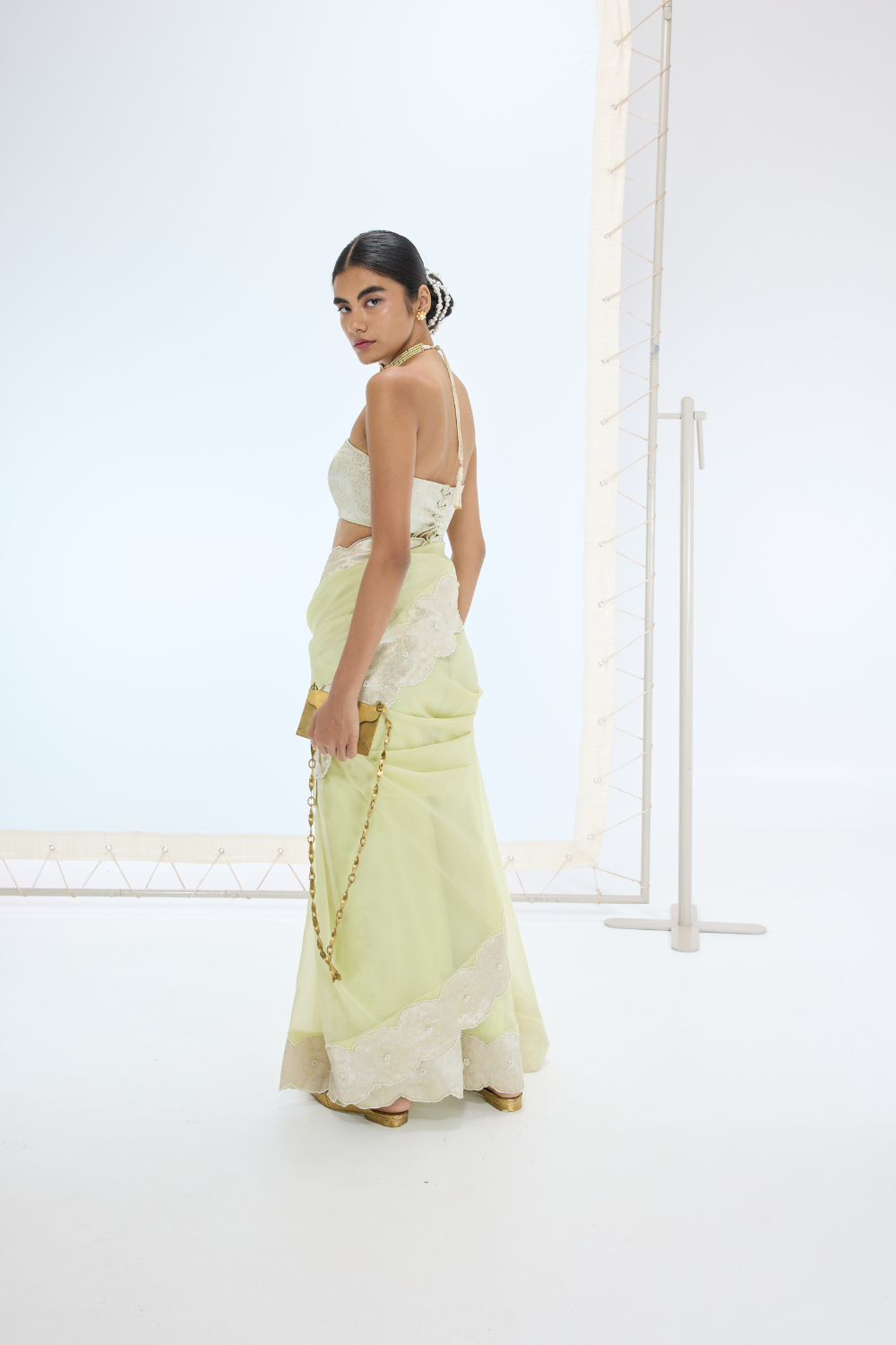 The Jane Saree in Pistachio
