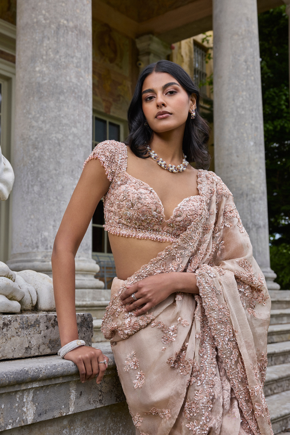 Rose Gold Sequin Saree