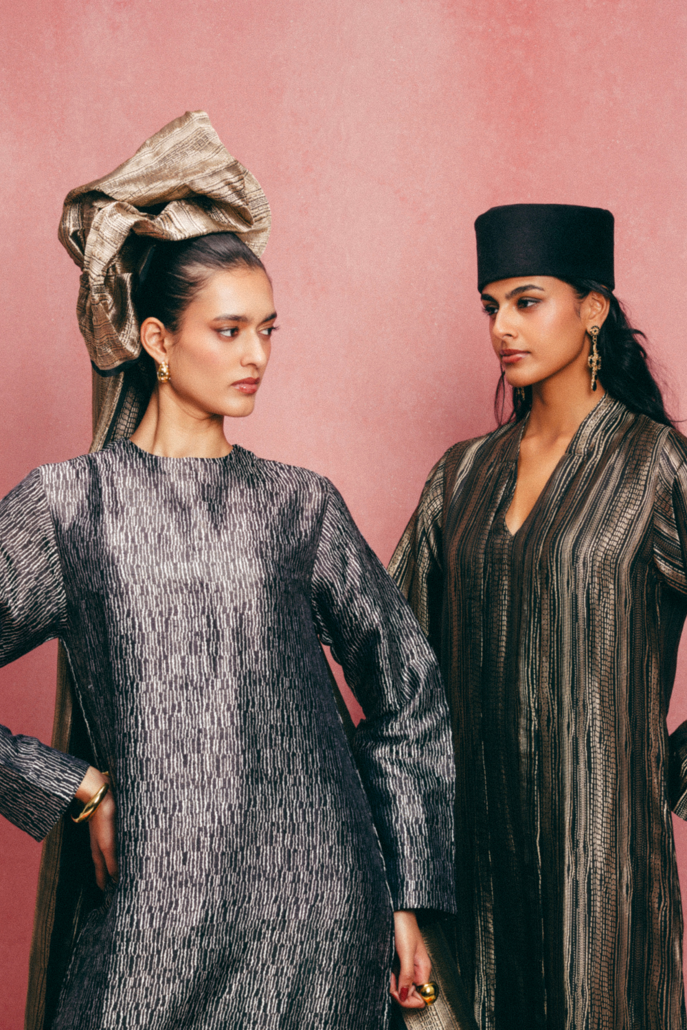 Handwoven Jet Black Banarasi Kaftan