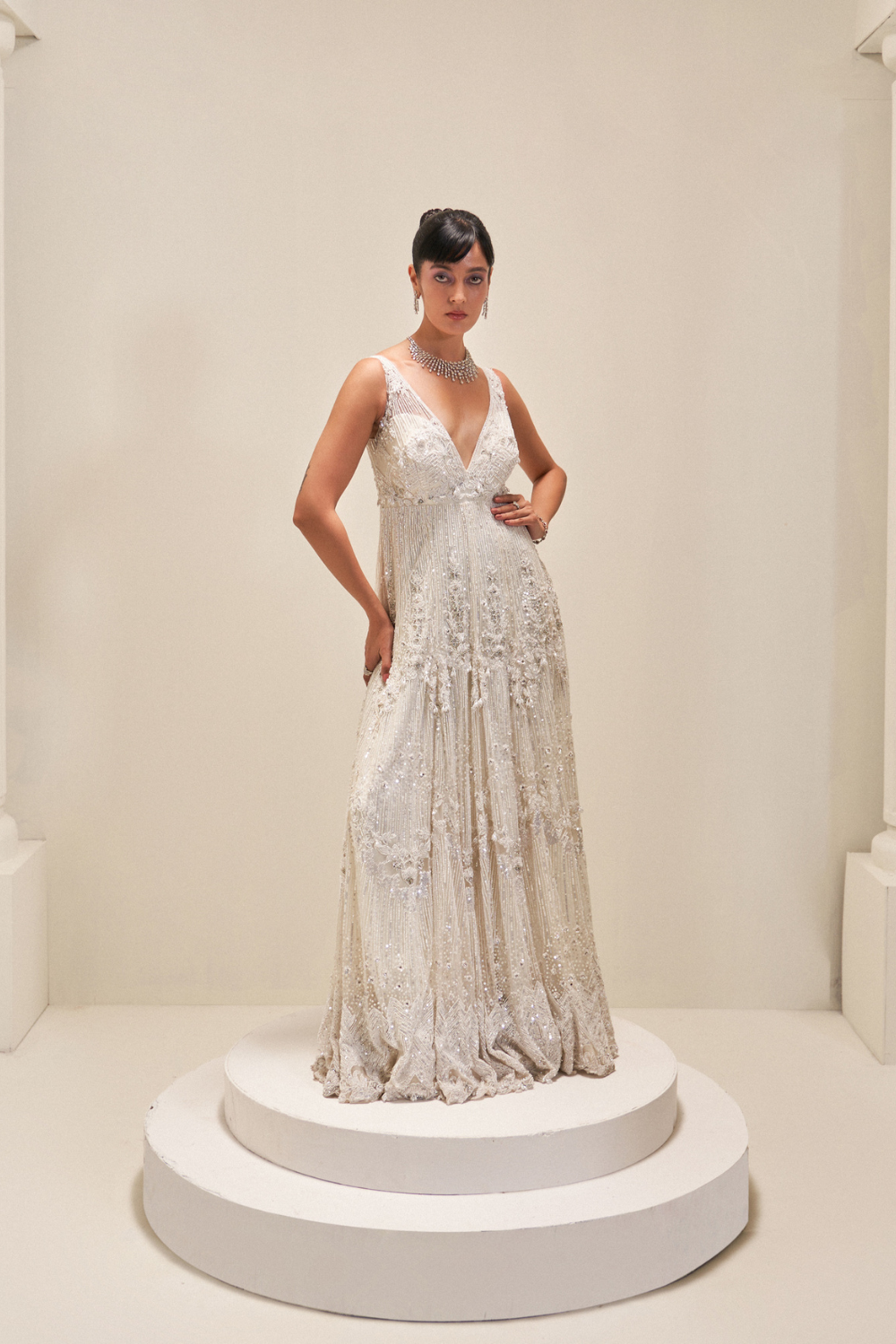 White Reverie Embroidered Gown