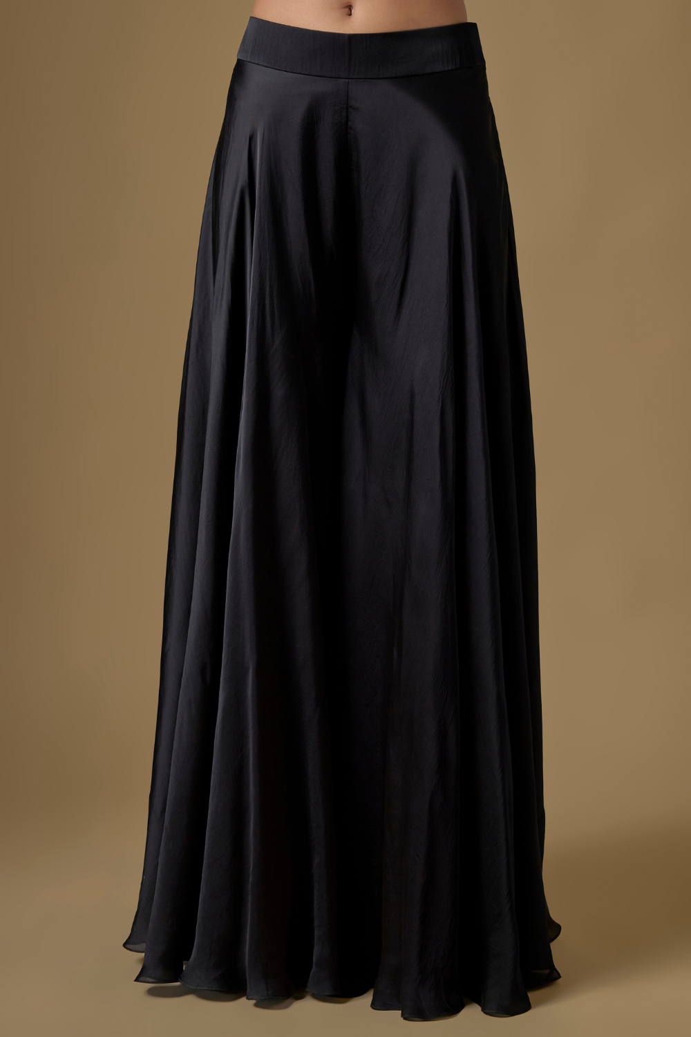 Rillette -Black hand embroidered short jacket paired with satin organza Sharara