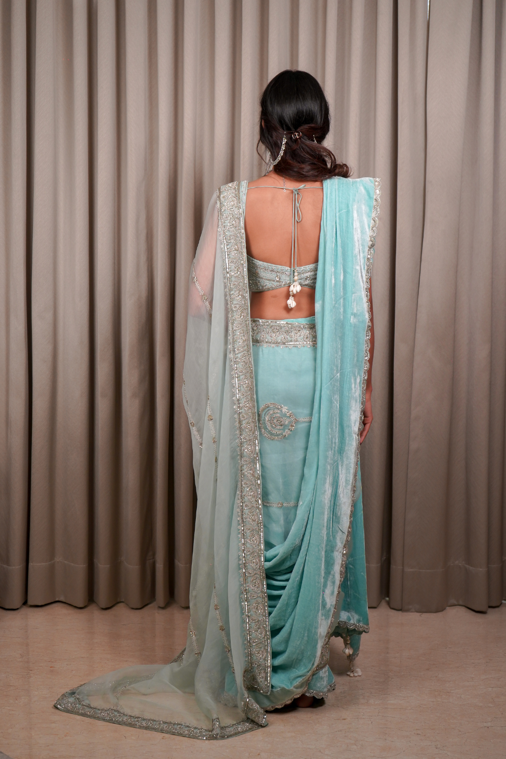 Ice Blue Saree Set