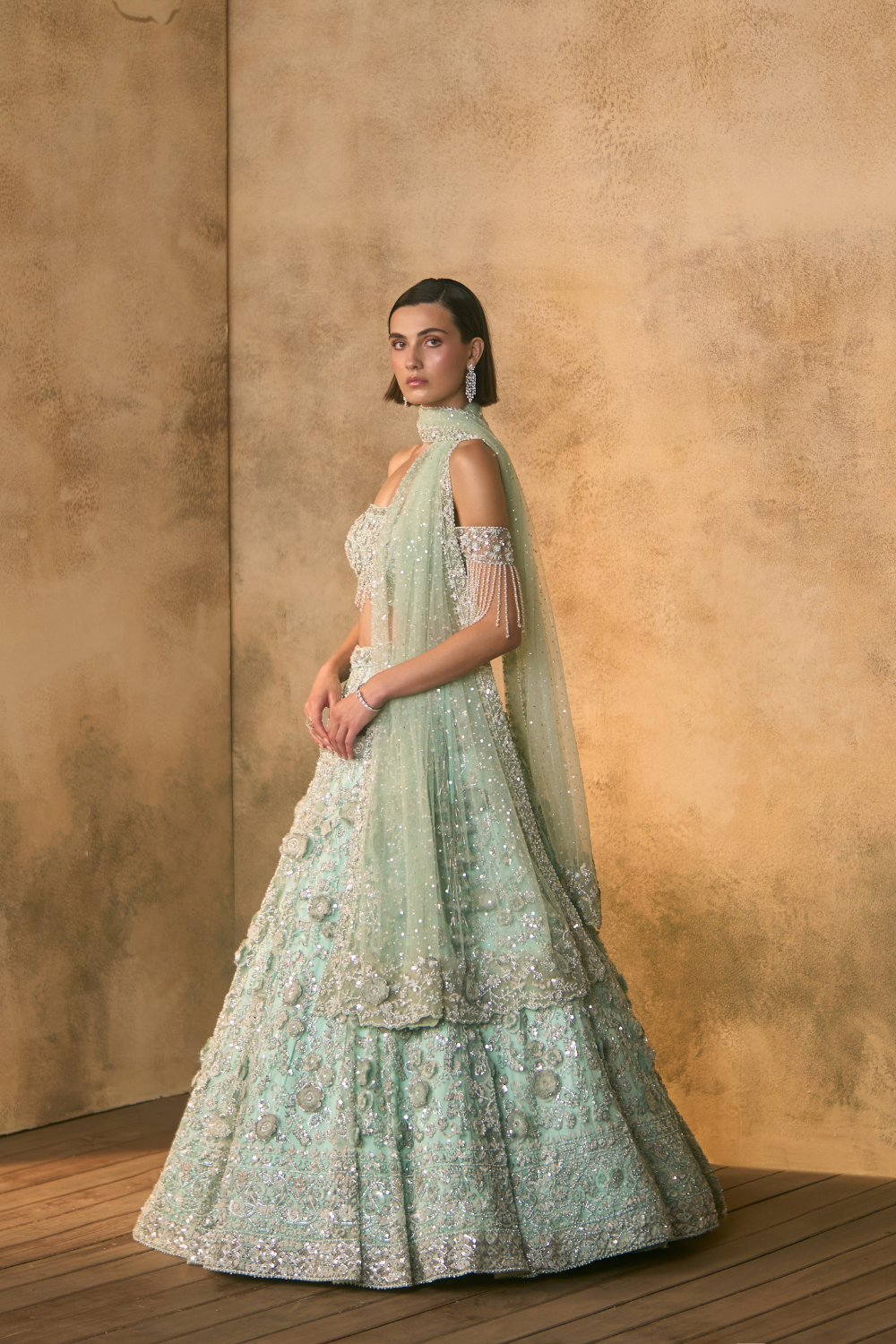 Tiffani Blue Net Lehenga Set