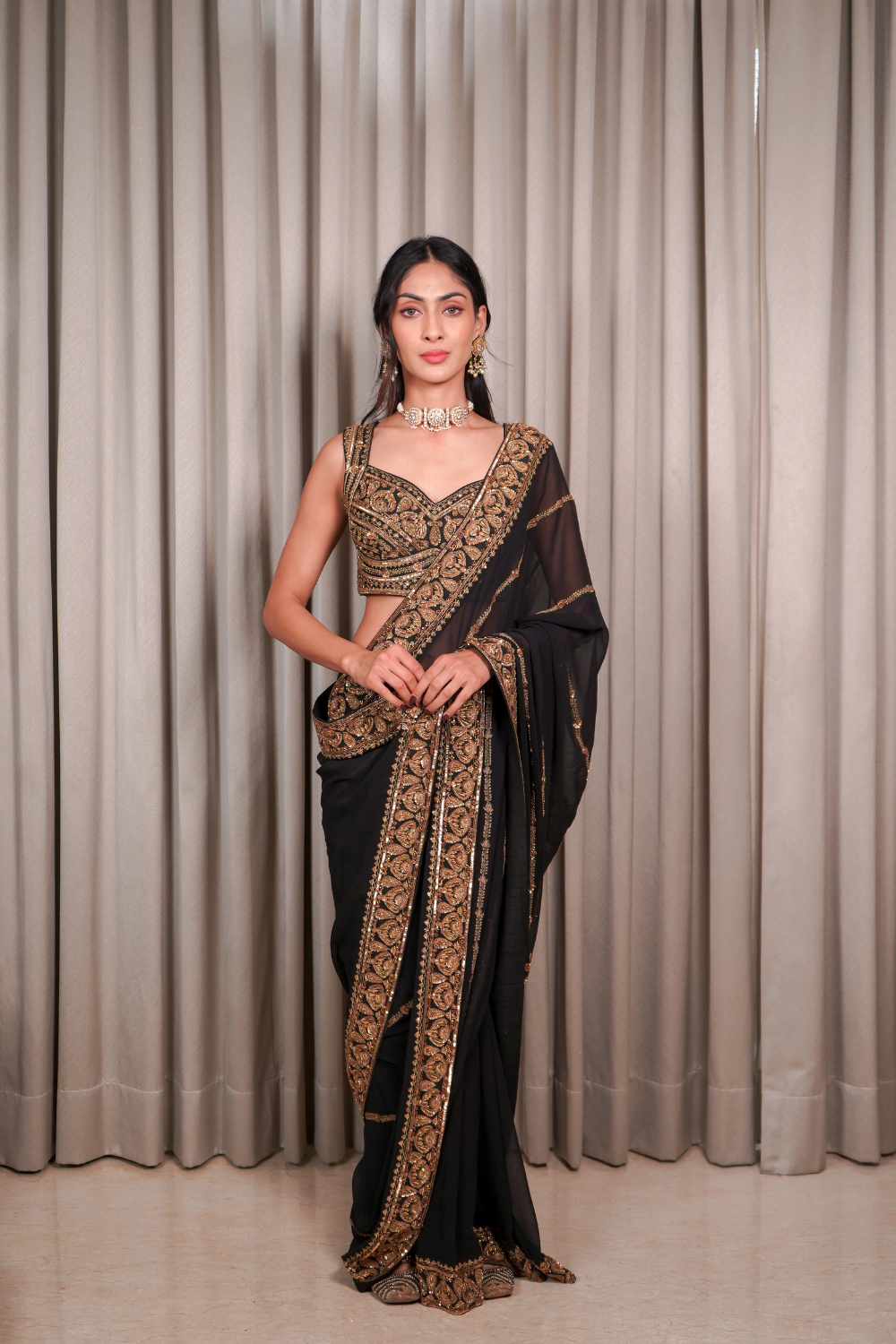 Black Saree Set