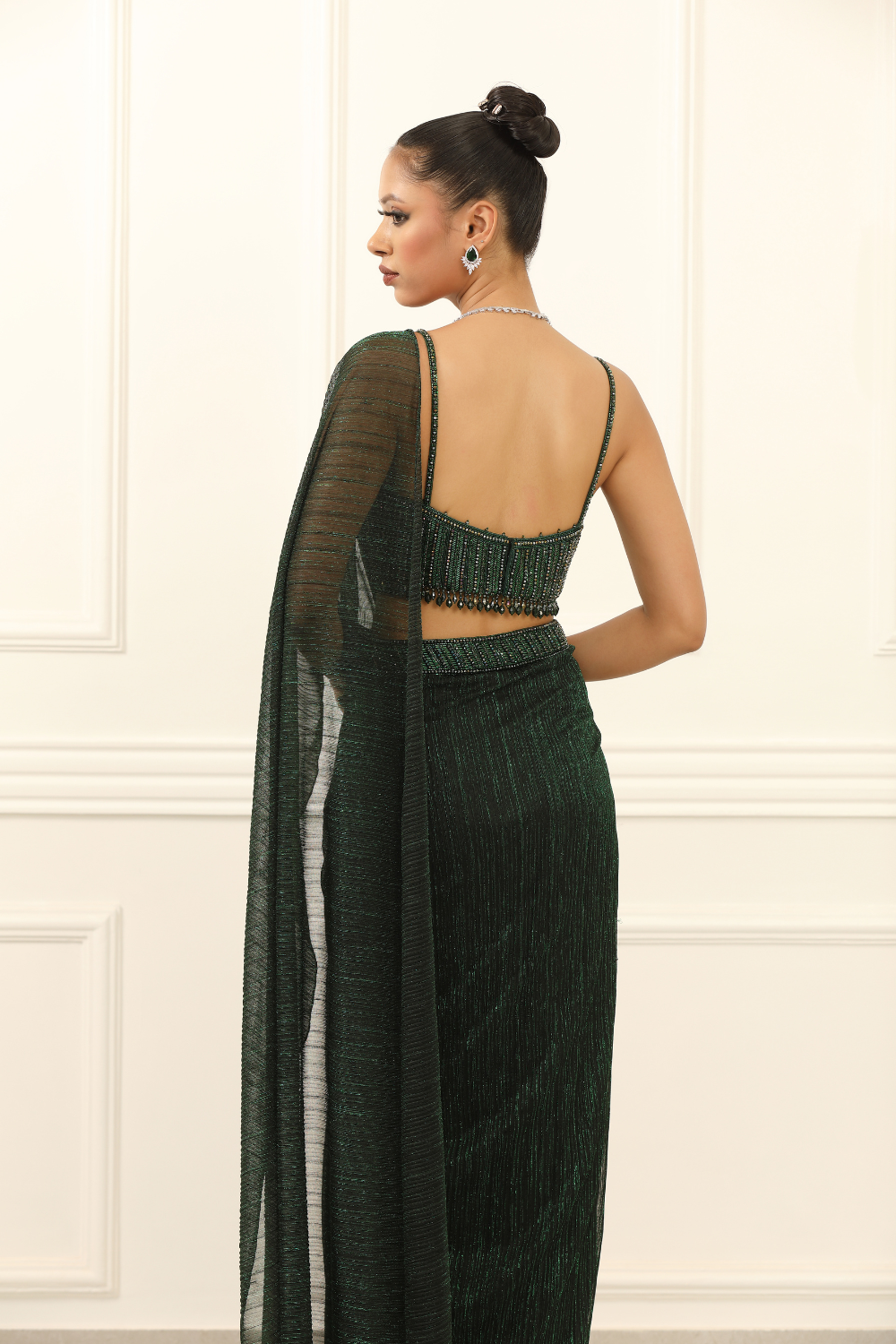 Emerald Eclipse Drape Saree