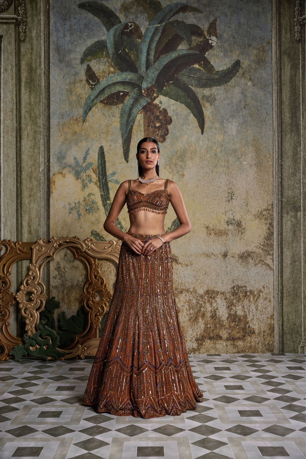 Burnt Orange Embellished Mermaid Set