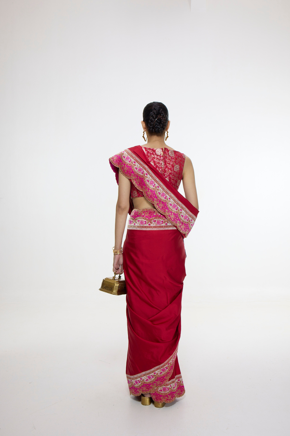 Handwoven Rose Red Silk Saree