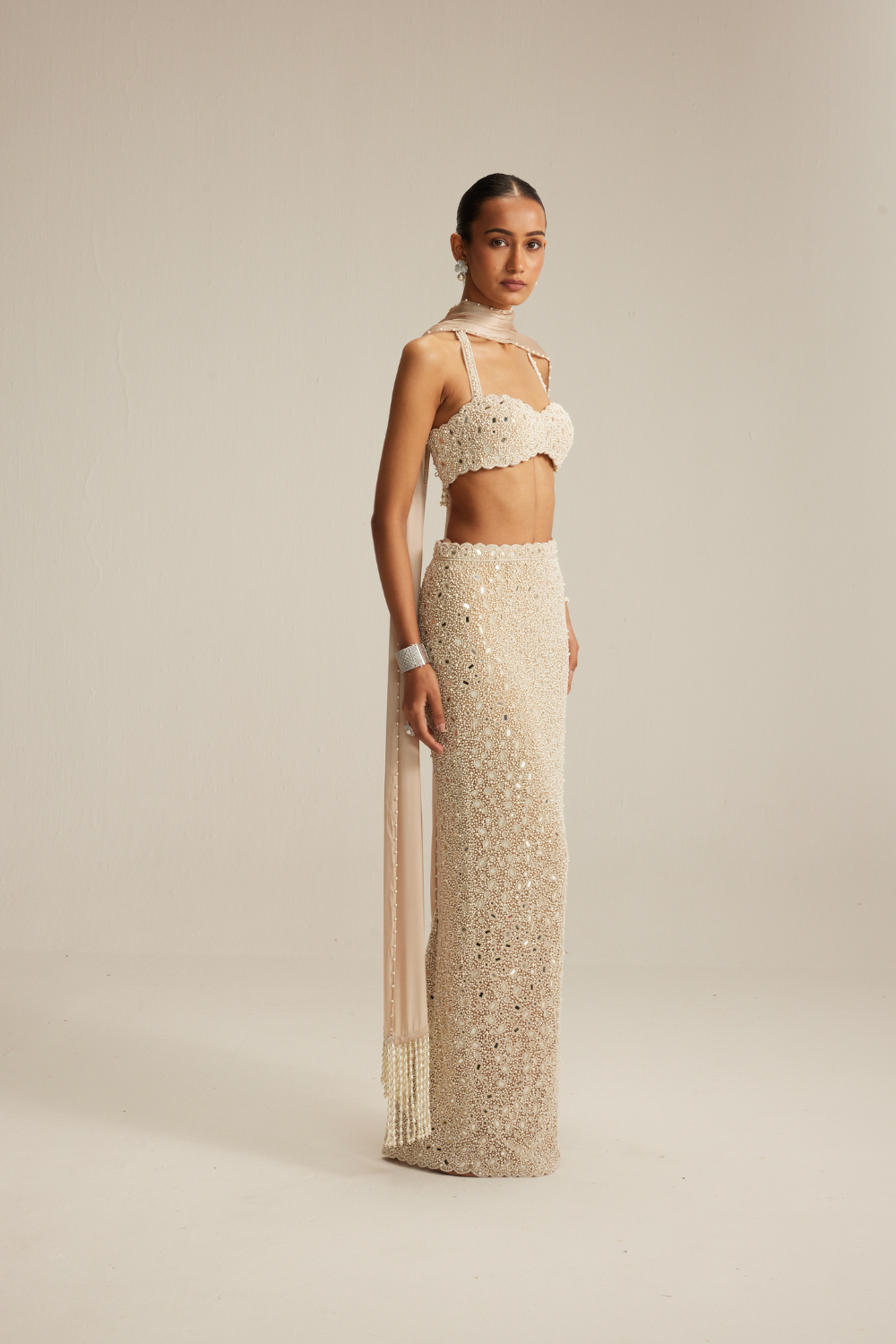 Light Beige Pencil Skirt