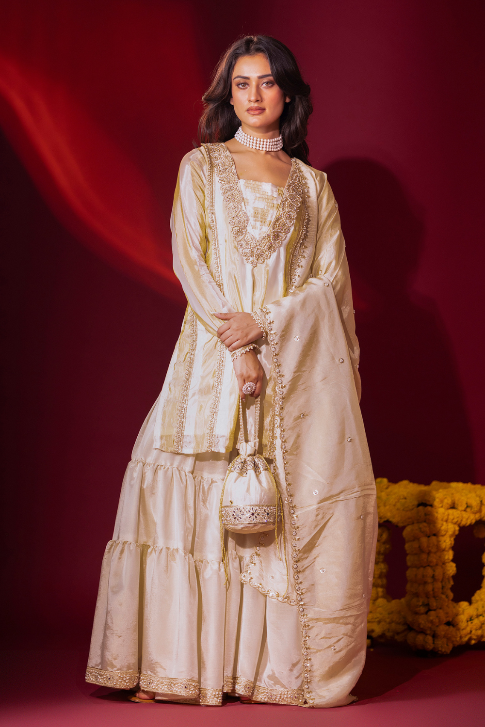 Tissue Kurta and Gharara Set