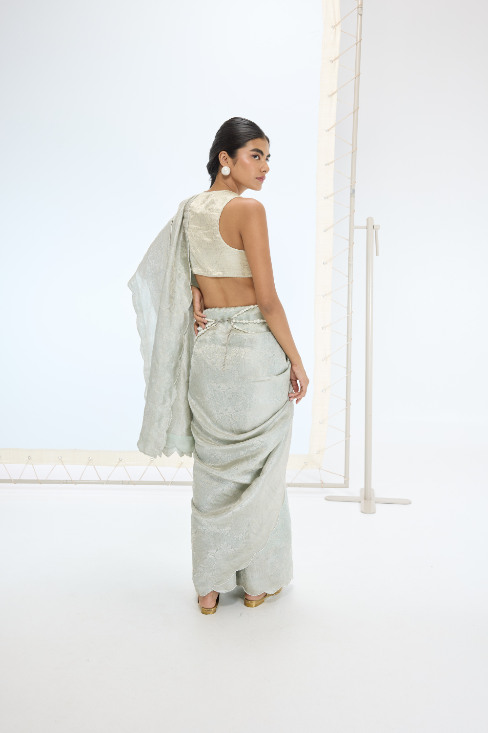 The Jenna Saree in Aqua Green