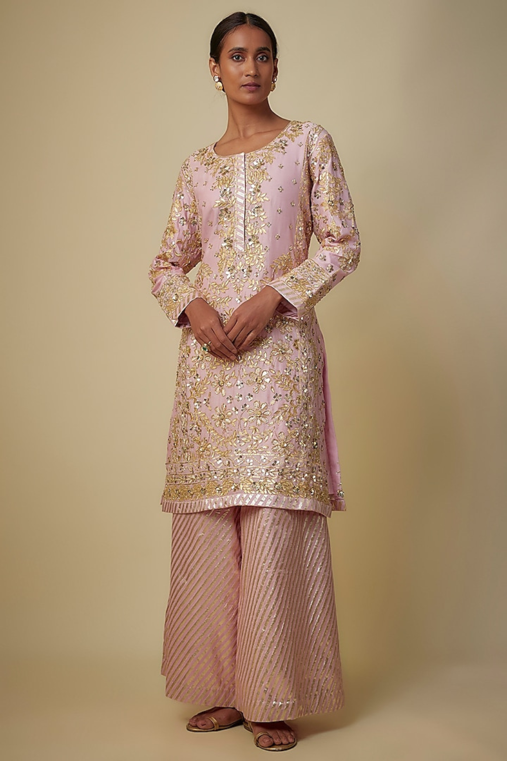 BABY PINK KURTA PANT AND DUPATTA SET