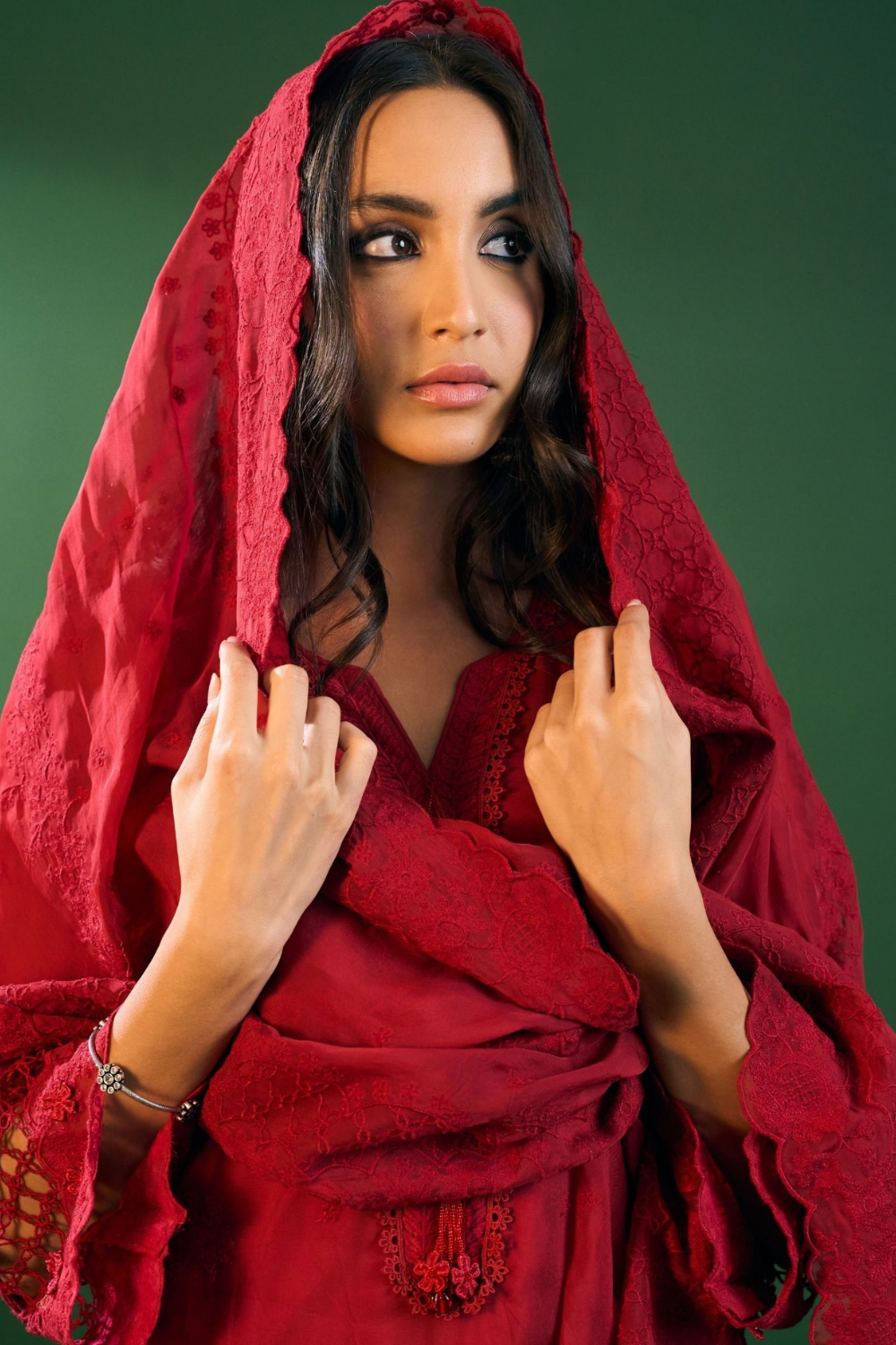 Ina Organza Red Kurta Set