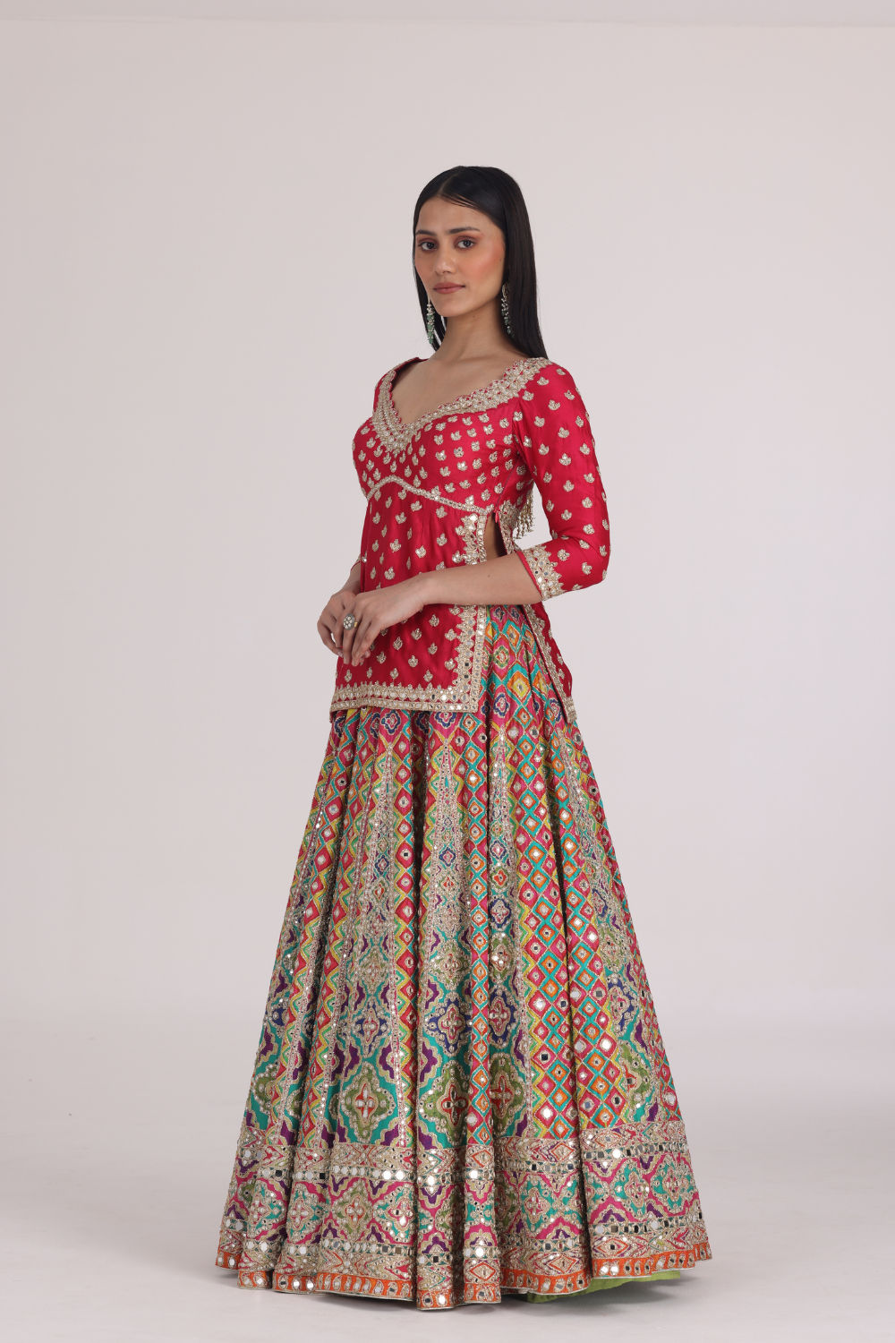 Multicolour Begam Choli Lehenga Set