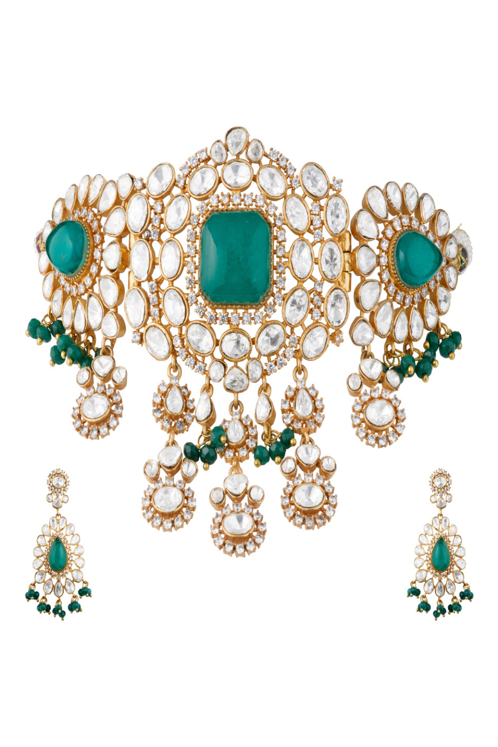 Emerald Elegance Polki Choker Set