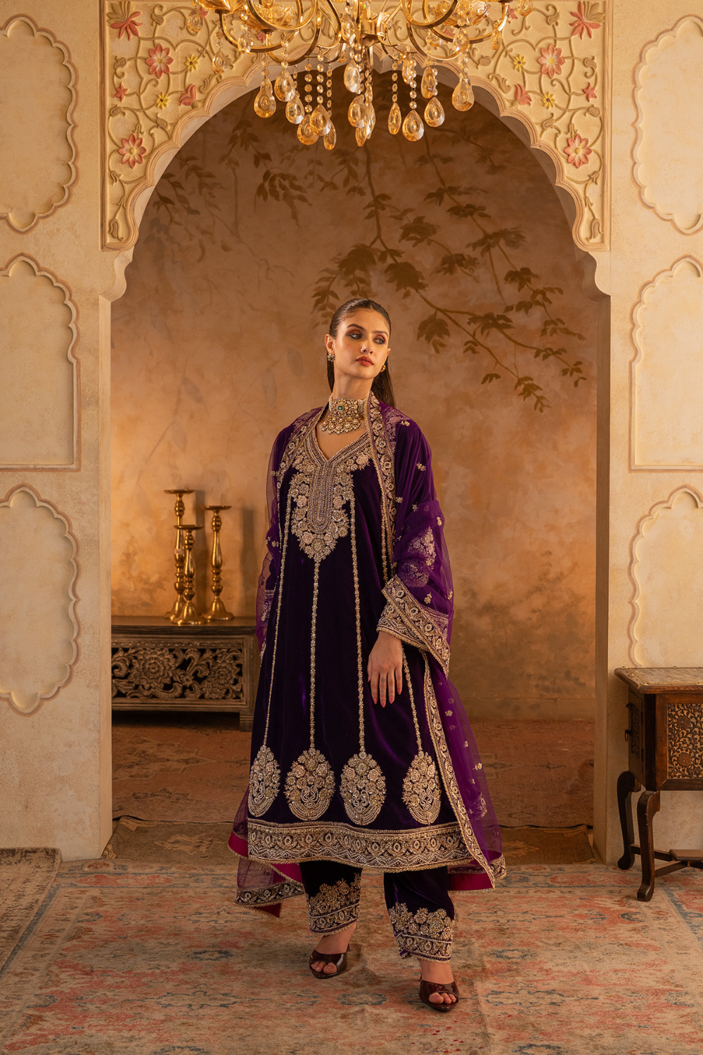 Purple Velvet Suit Set