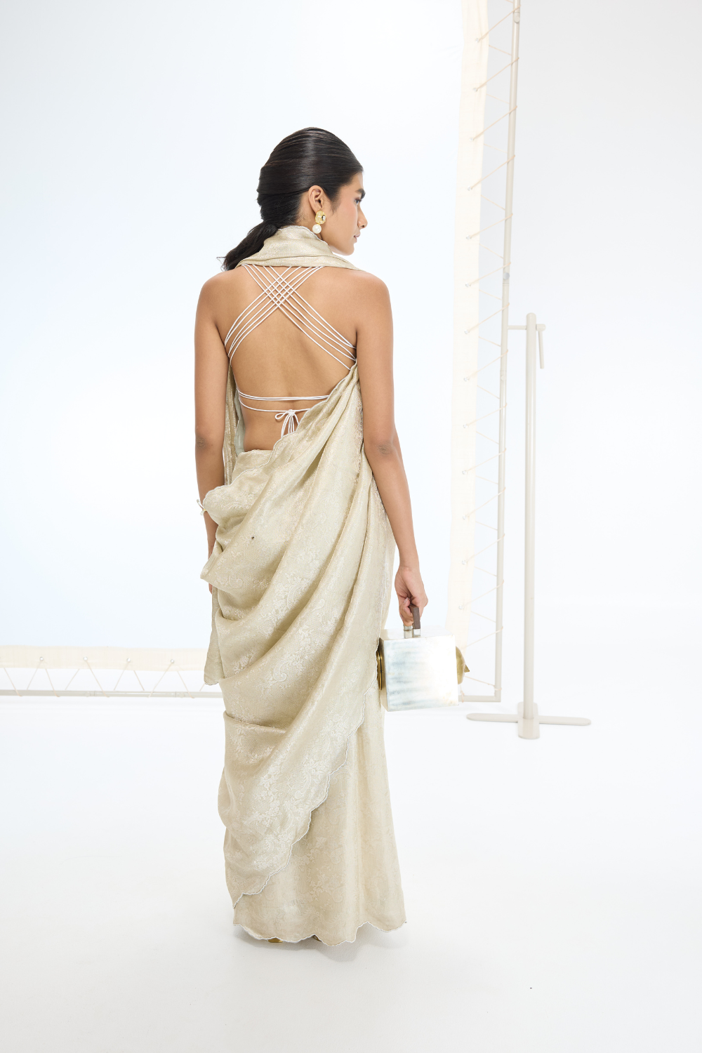 The Jenna Saree in Champagne
