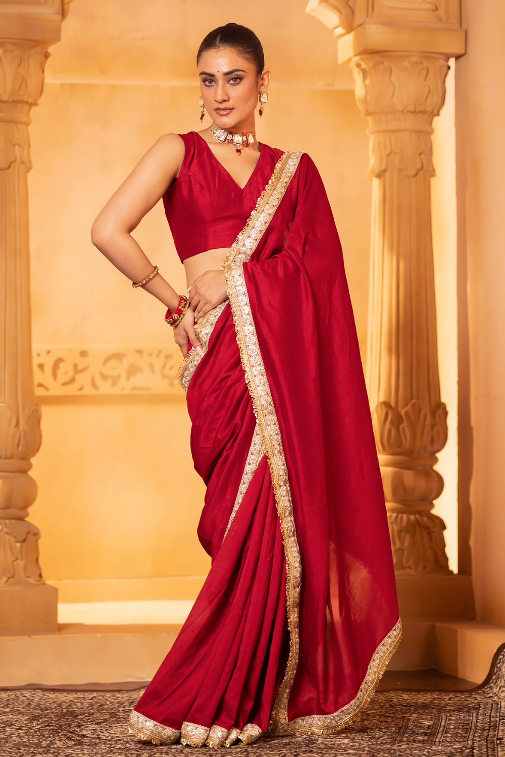 Red Saree Set