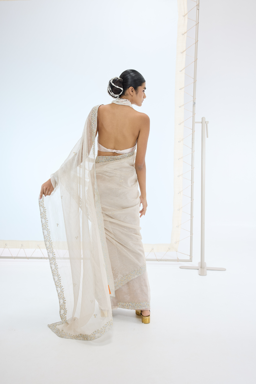 The Eva Saree in Champagne