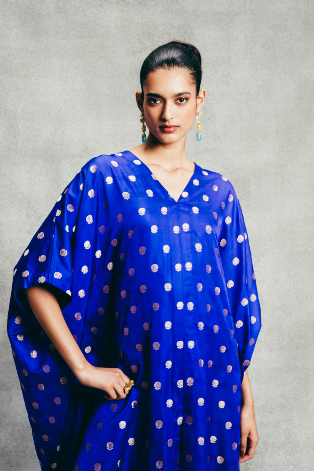 Handwoven Electric Blue Banarasi Kaftan