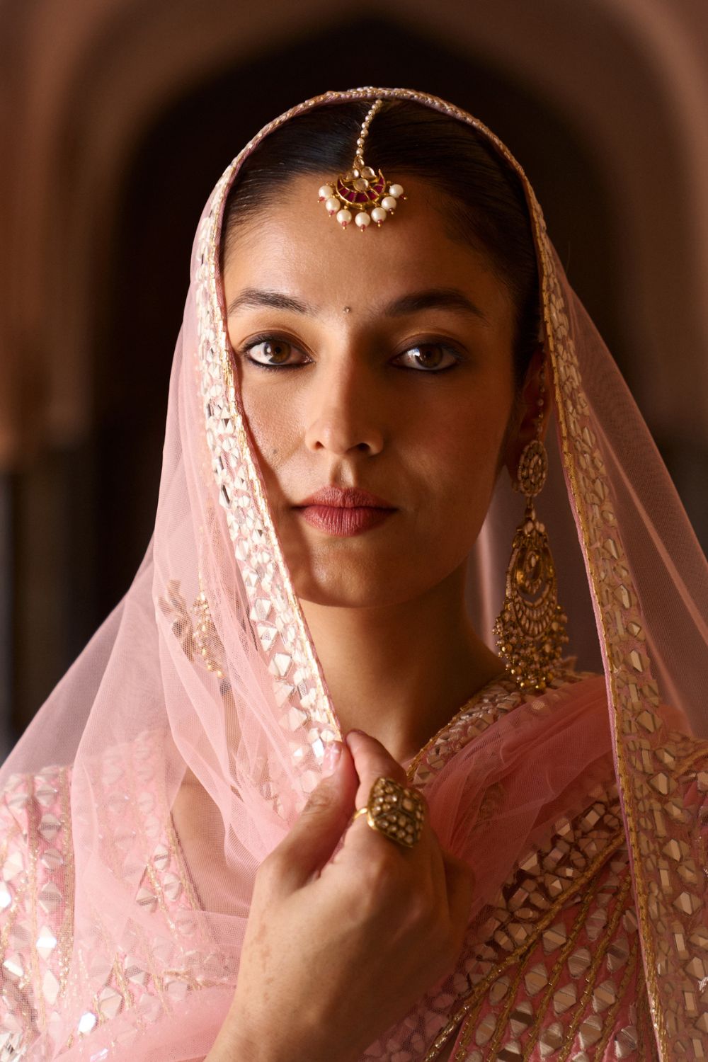 KESAR — Carrot Pink Raw Silk Lehenga Set