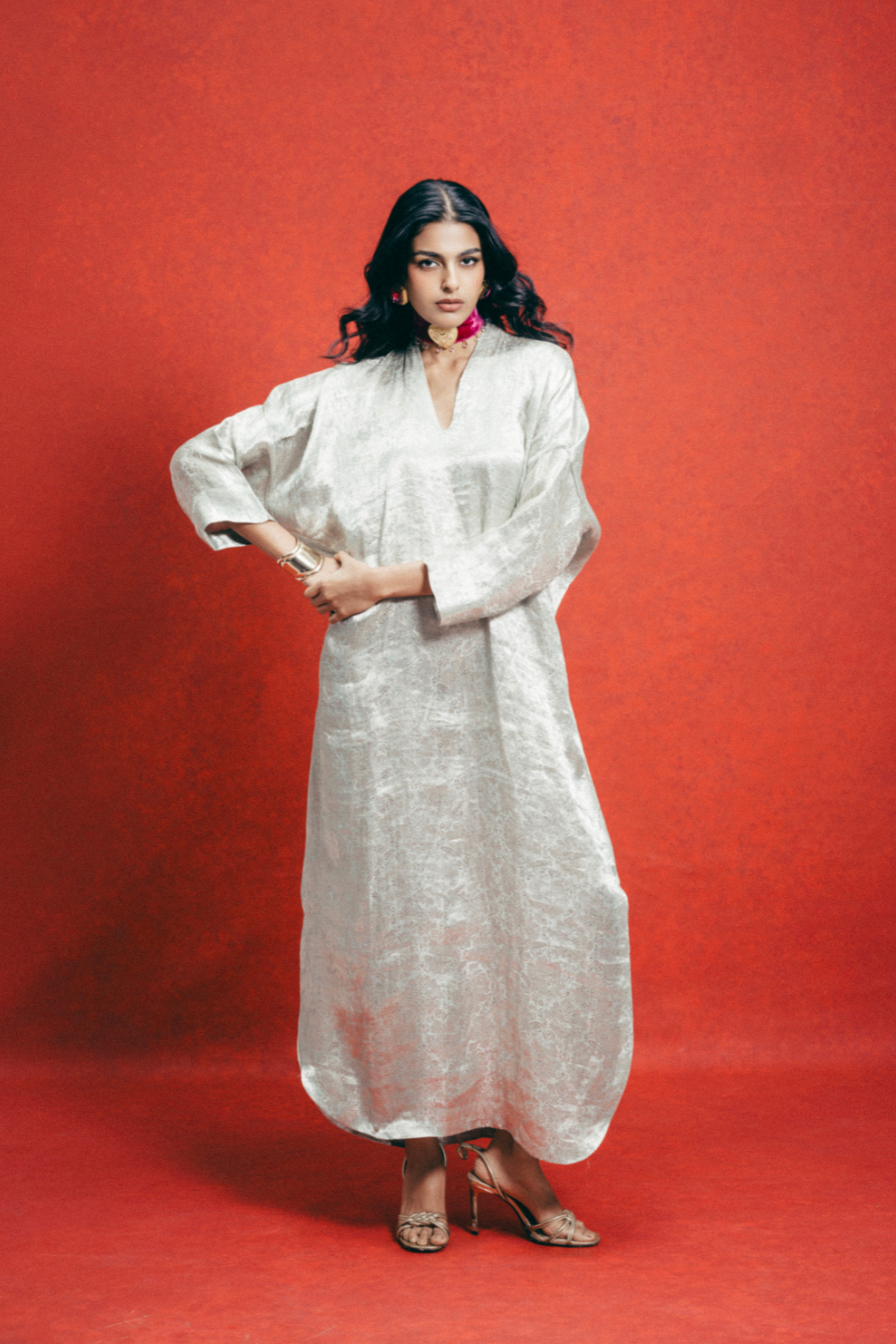 Handwoven Sea Green Banarasi Kaftan