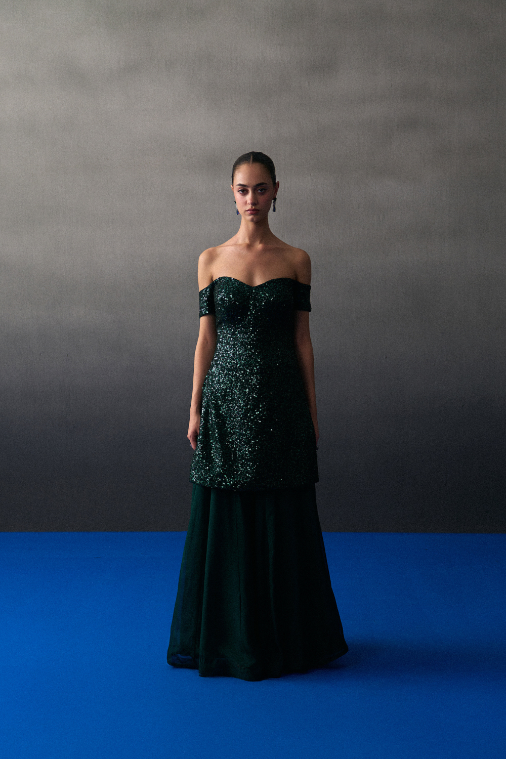 Green Sequins Sharara Set