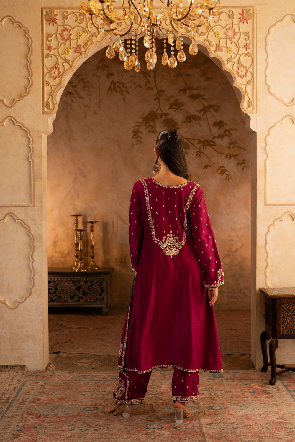 Crimson Silk Suit Set