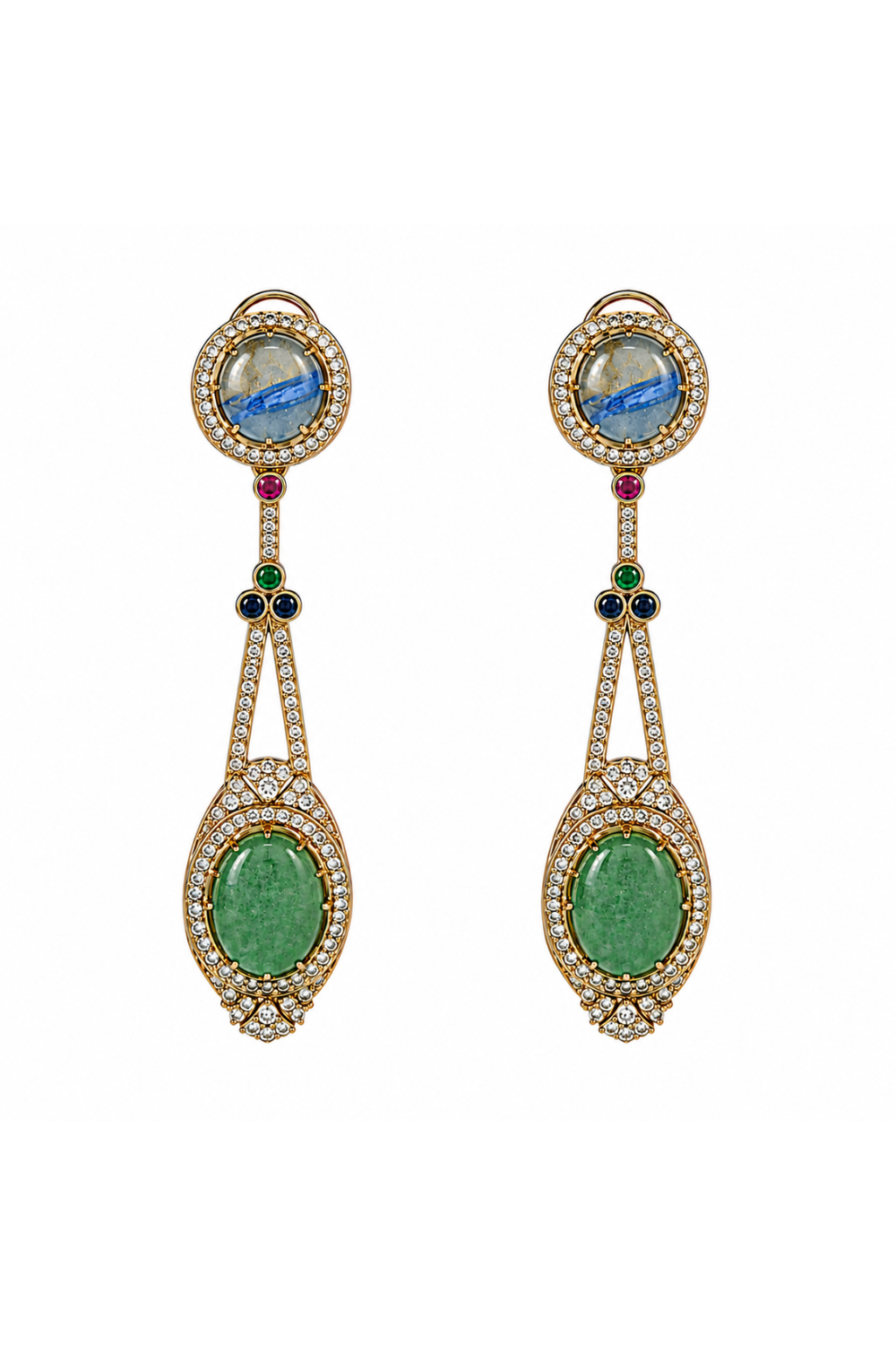 Slate Blue & Jade Green Semi-Precious Drop Earrings