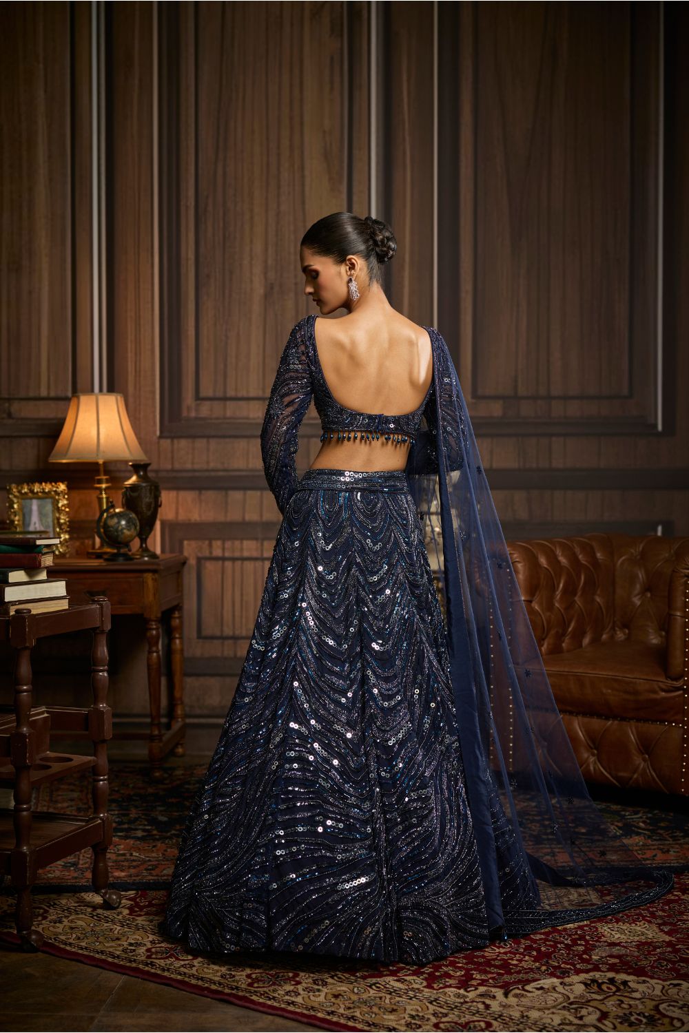 MIDNIGHT BLUE EMBELLISHED LEHENGA SET