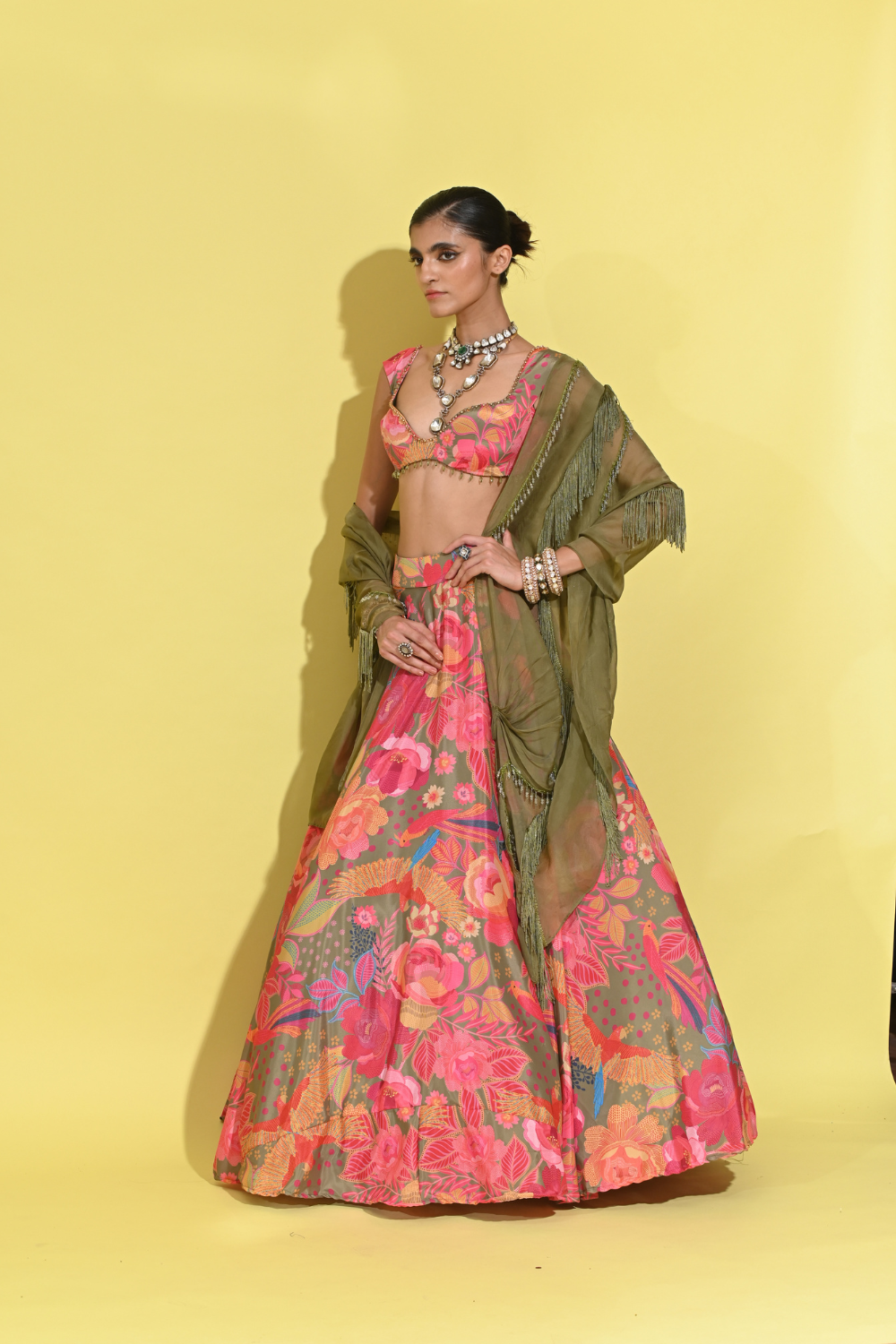 Olive Boho Lehenga