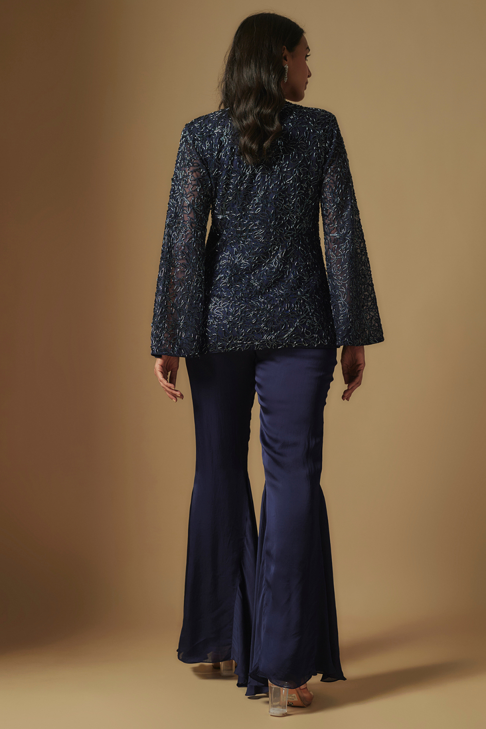 Hollis Hand embroidered cape style short kurti with sharara