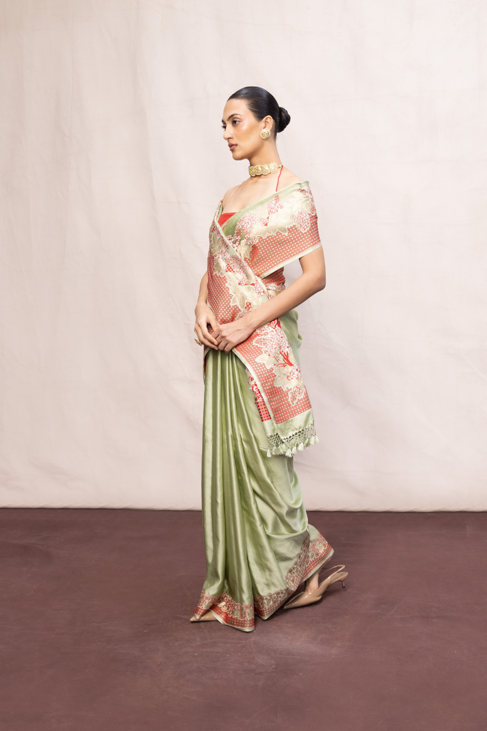 Handwoven Pistachio Green Silk Banarasi Saree