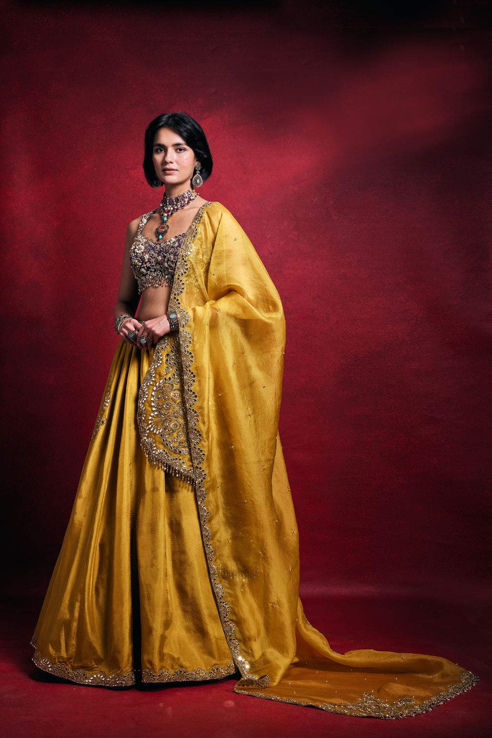 MUSTARD SILK LEHENGA SET