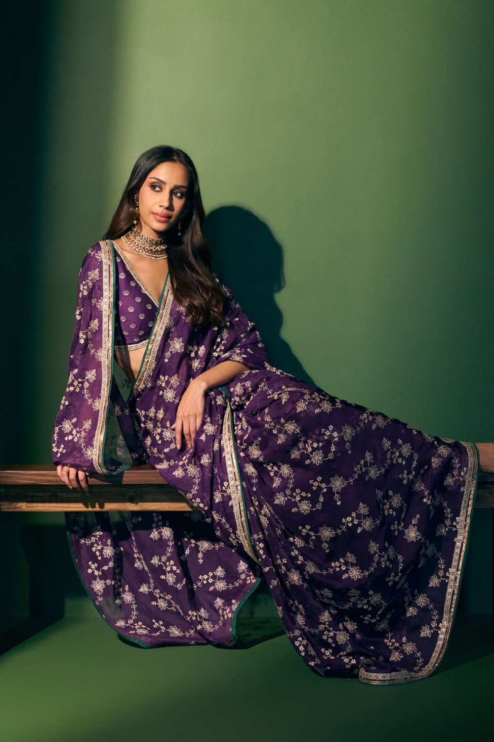 Kavya Organza Purple Saree