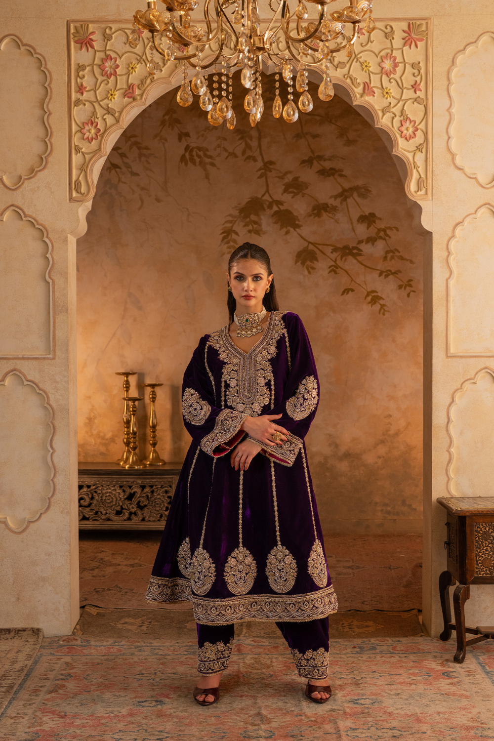 Purple Velvet Suit Set