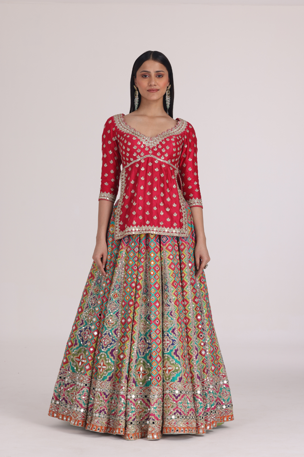 Multicolour Begam Choli Lehenga Set