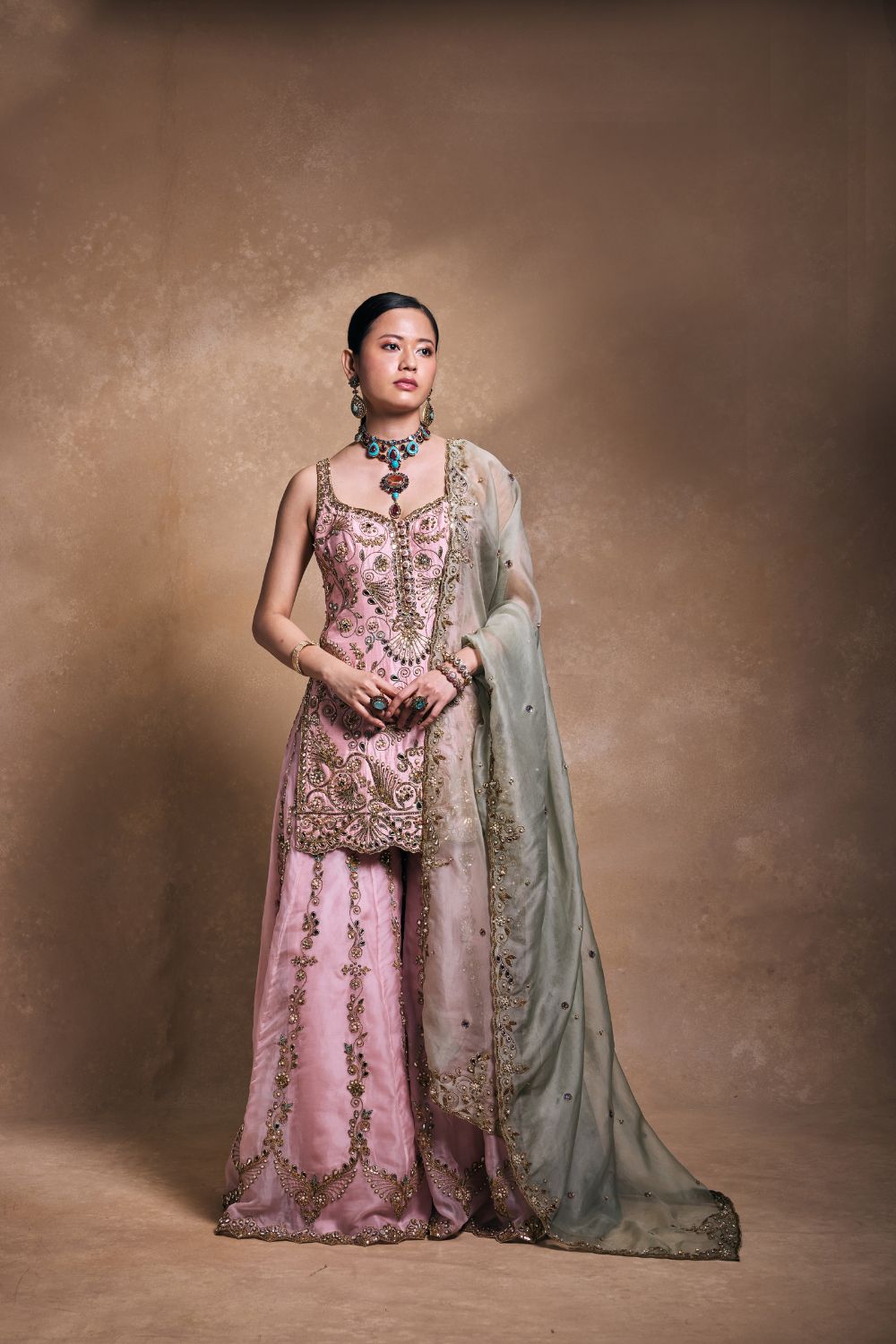 BLUSH AND SAGE SHARARA SET