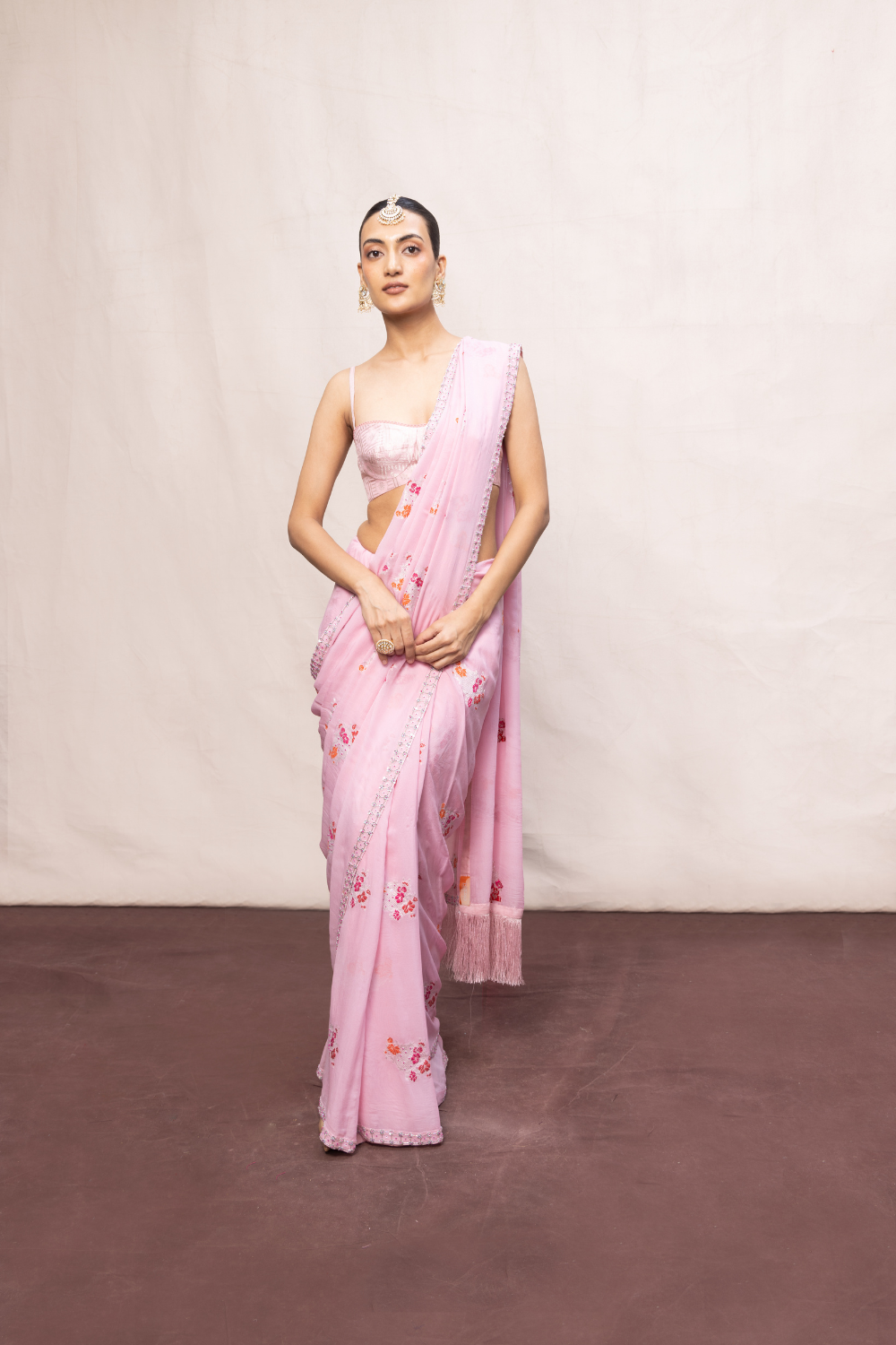 Handwoven Pink Chiffon Banarasi Saree