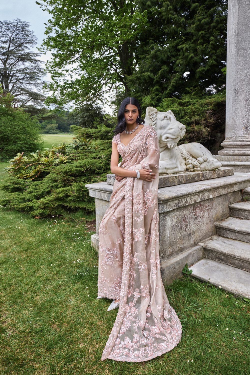 Rose Gold Sequin Saree