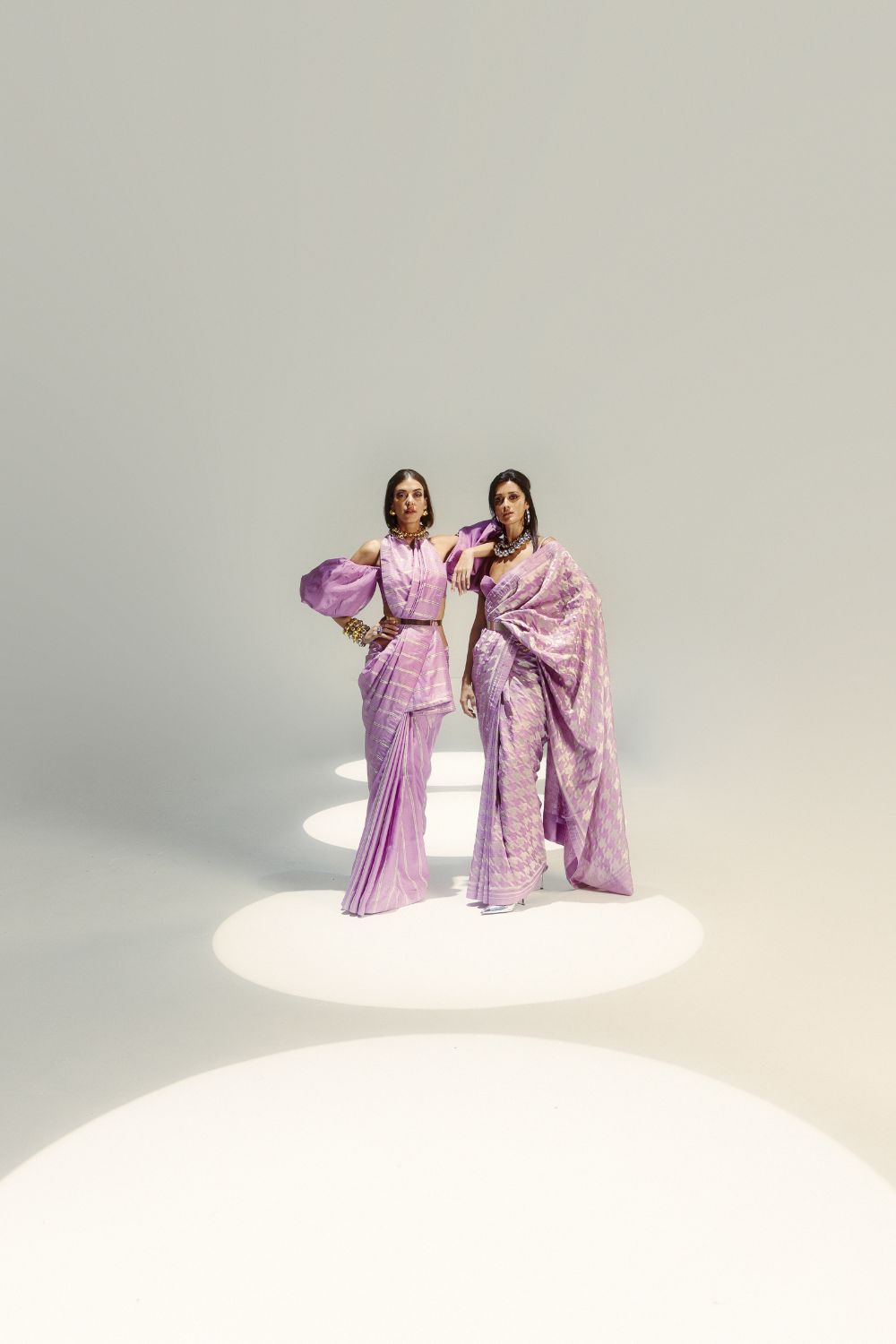 Lilac Gold zari Pencil Stripe