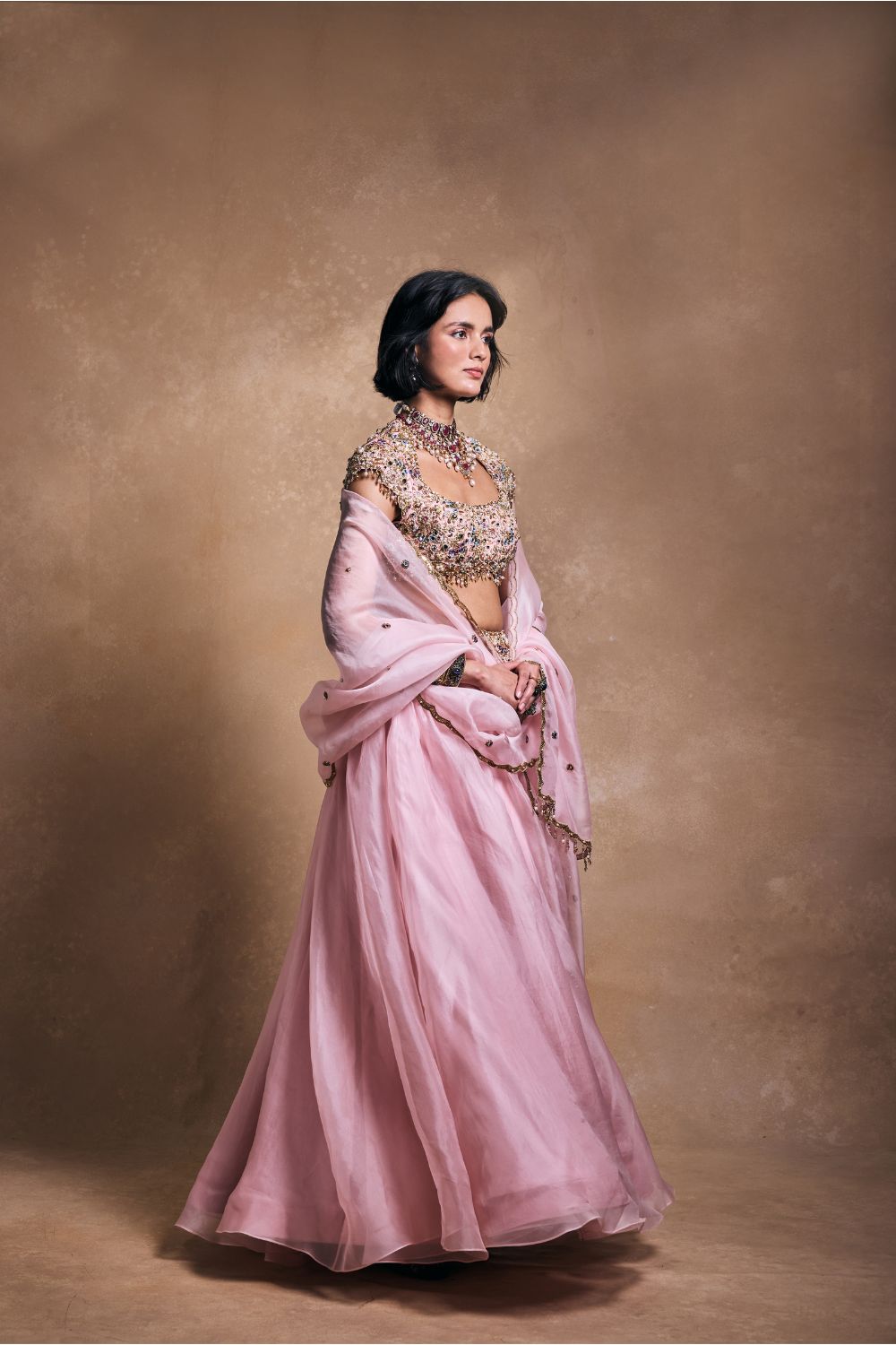 BABY PINK ORGANZA LEHENGA SET