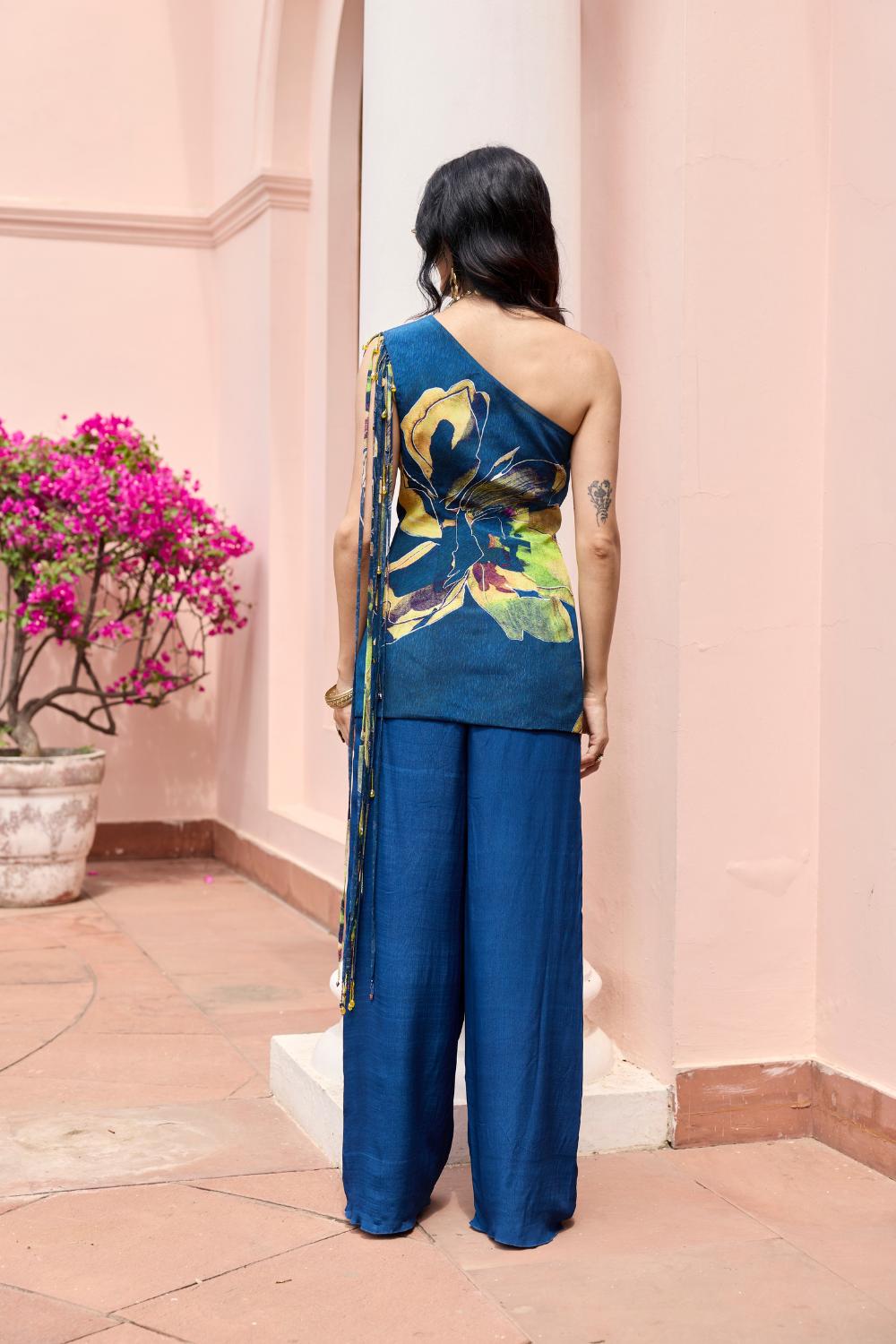 NAVY GOLD PRINTED JACKET SET