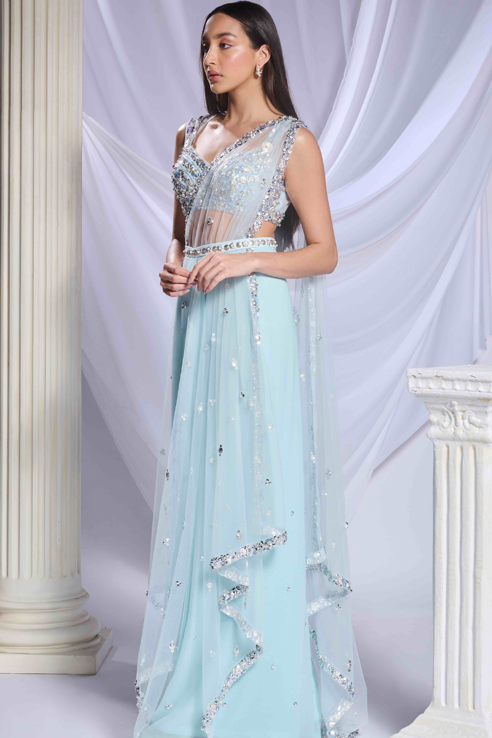 Royal Aqua saree set