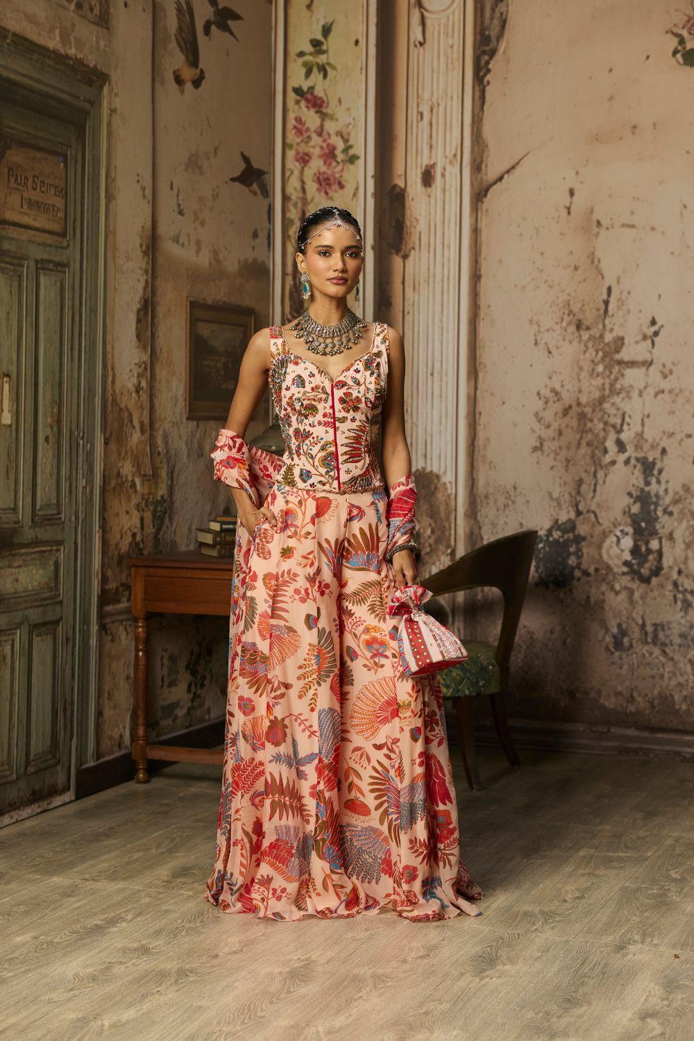 BLUSH PINK PRINTED AND HIGHLIGHTED CO-ORD SET