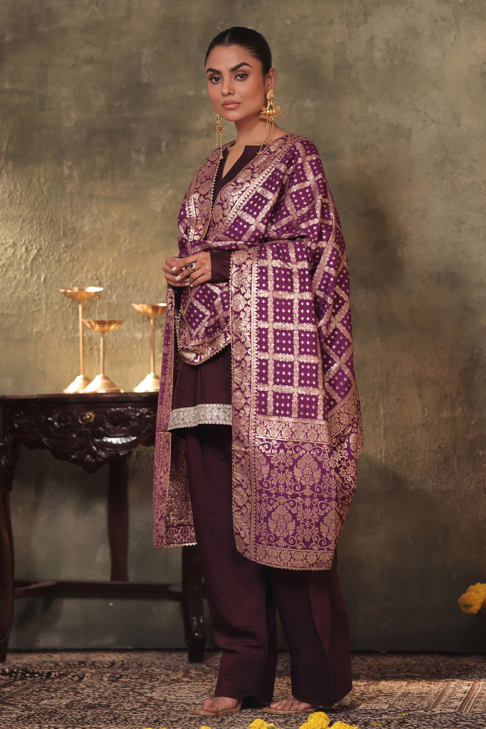 Plum Kurta Farshi Set
