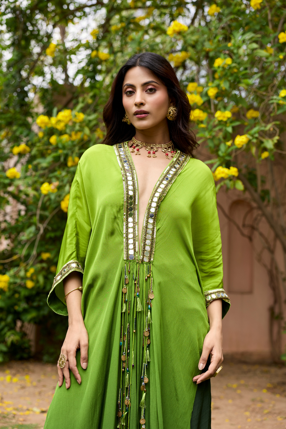 ALGAE GREEN OMBRE KAFTAN SET