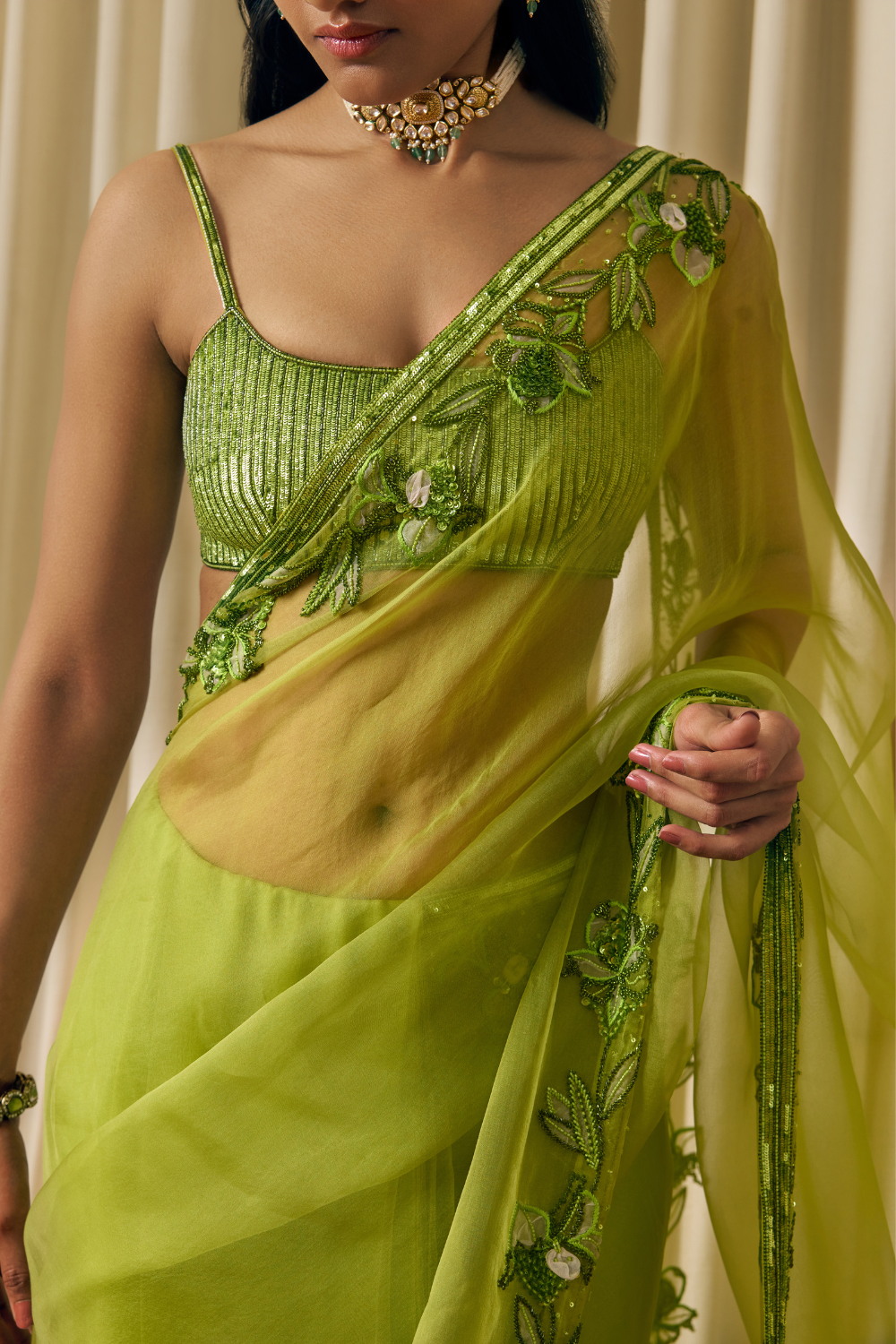 Lime Green saree